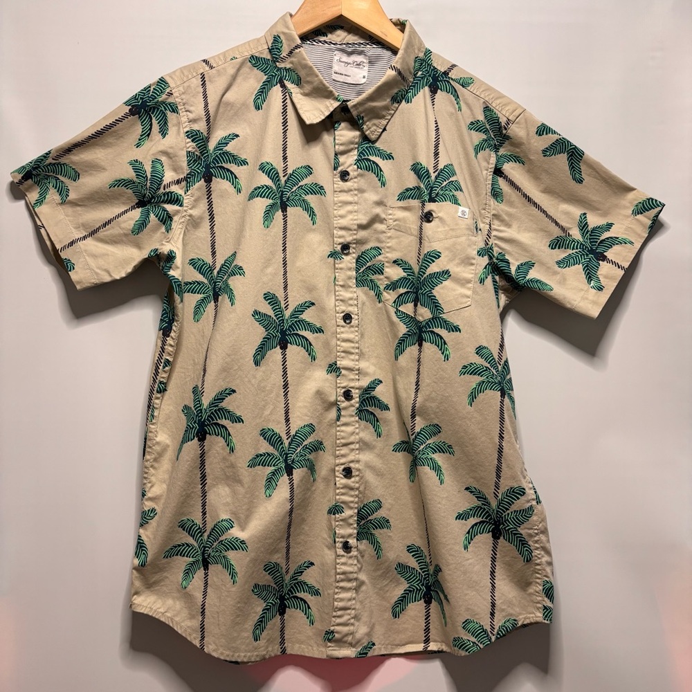 Sovereign Code Palm Trees Hawaiian Shirt Button Up Resort Beach Tropical Mens M